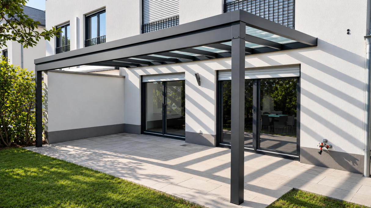 TRENDLINE Terrassenüberdachung mit 2 Stützen – Hochheim am Main