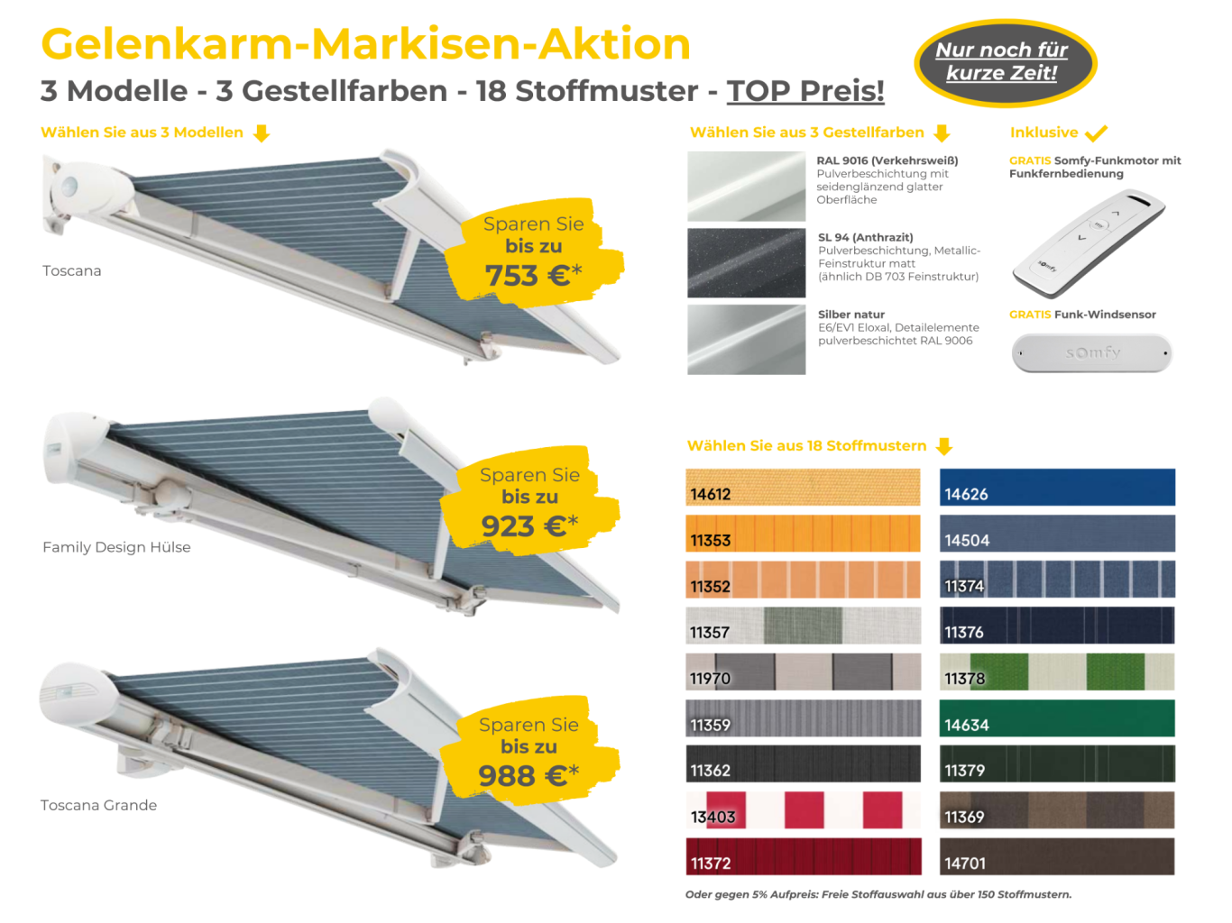 Moderne Terrasse mit Tisch und Stühlen, Rabattanzeige oben rechts.